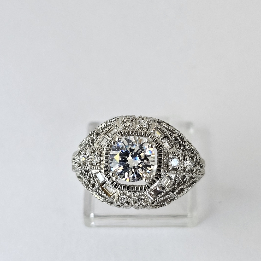 Authentic Victoria Wieck Art Deco Diamonique Ring Sterling Silver Size 7 - Picture 3 of 14